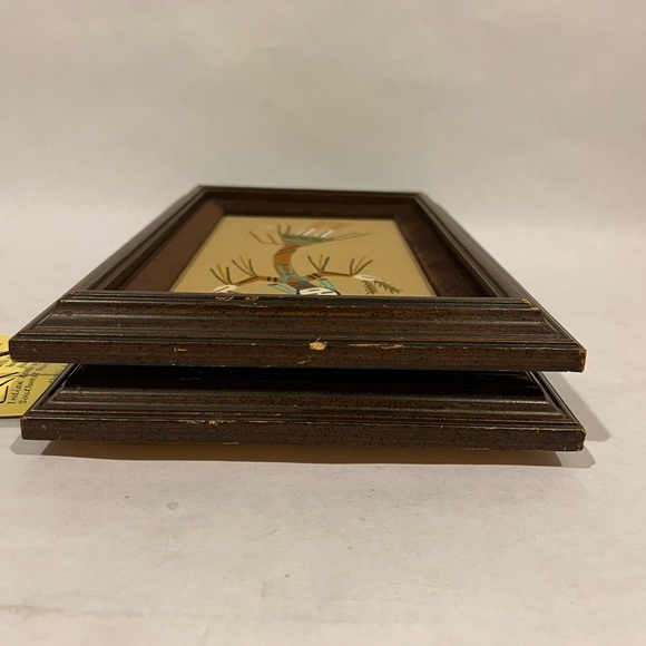 Authentic Navajo Indian Sand Art Painting Framed Lot Of 2 Rainbow Yei By Keedah - Picture 11 of 15